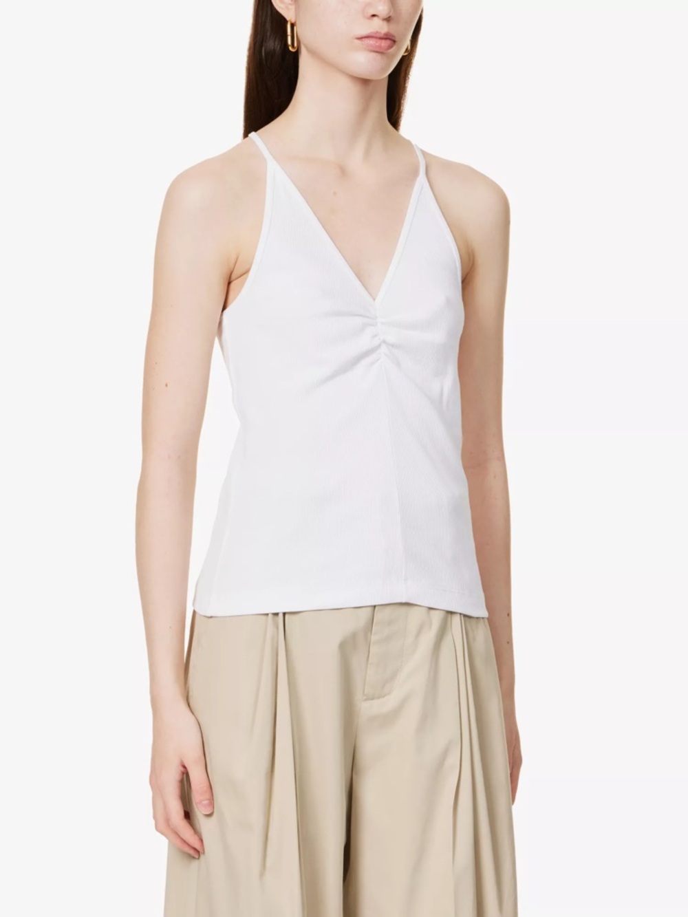 ME+EM Halterneck racer-back stretch-cotton top